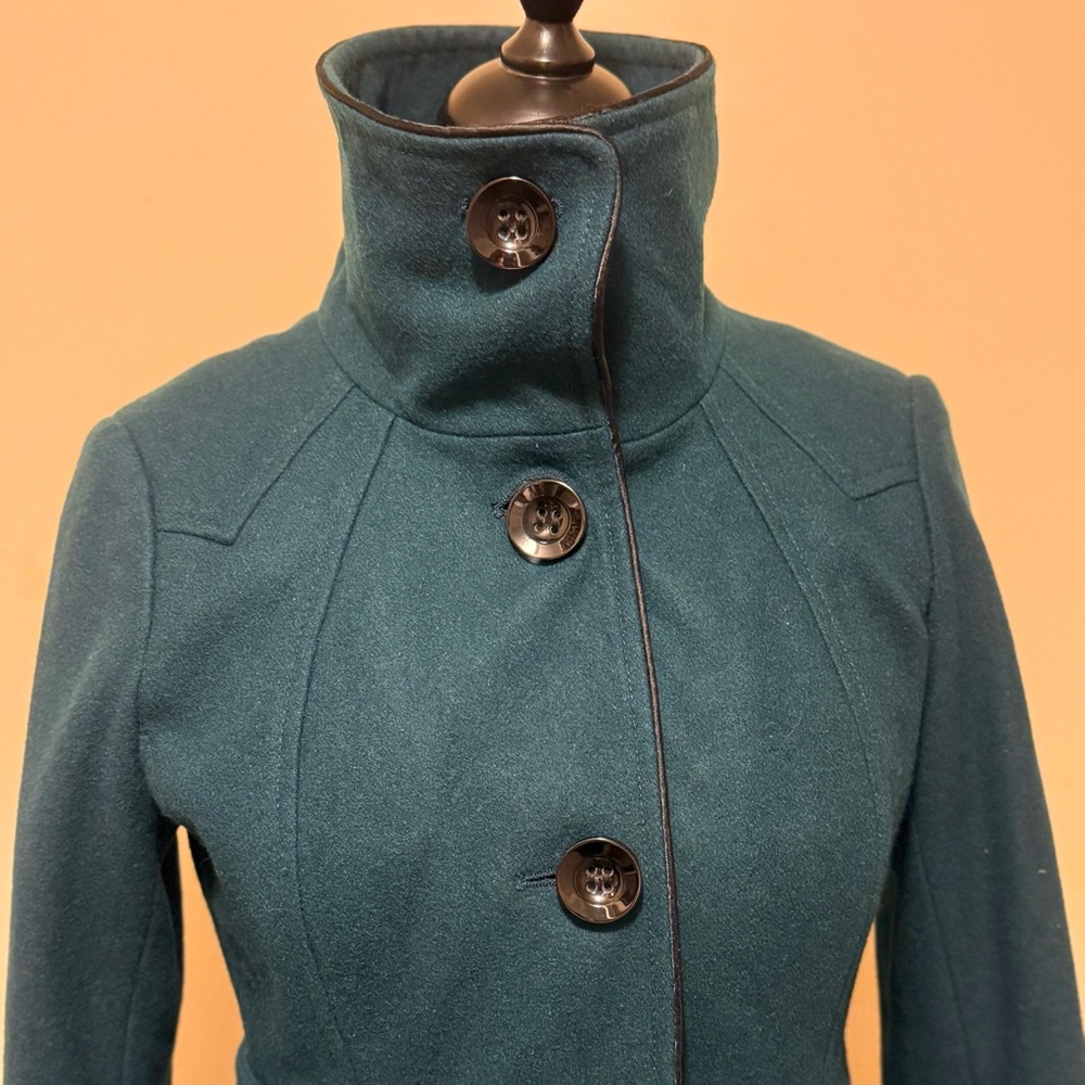 Cozy Luxe Teal Wool Coat | Fit & Flare Belted Mid-Length Jacket - Picture 8 of 11